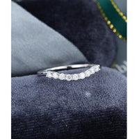 JBR Jeweler Moissanite Wedding Ring White Gold Curved Vintage Stacking Matching Bridal Moissanite Wedding Band