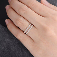 White Gold Half Eternity Stacking Solitaire Enhancer Moissanite Wedding Band - JBR Jeweler