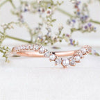 Woman Custom Matching Stacking Pearl Moissanite Diamond Wedding Band - JBR Jeweler