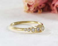 Yellow Gold Five Stone Asymmetric Bezel Set Moissanite Diamond Wedding Ring Band - JBR Jeweler