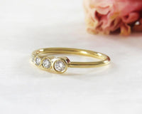 Yellow Gold Five Stone Asymmetric Bezel Set Moissanite Diamond Wedding Ring Band - JBR Jeweler