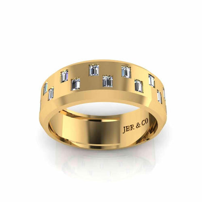 Zigzag Pattern Bezel Set Sterling Silver Men's Wedding Band - JBR Jeweler