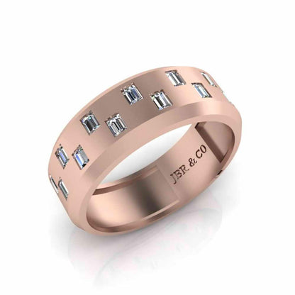 Zigzag Pattern Bezel Set Sterling Silver Men's Wedding Band - JBR Jeweler