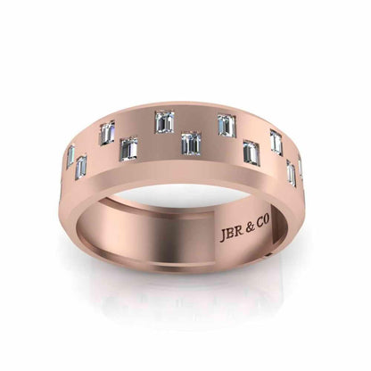 Zigzag Pattern Bezel Set Sterling Silver Men's Wedding Band - JBR Jeweler