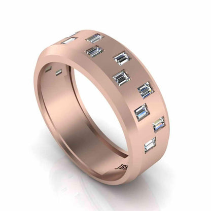 Zigzag Pattern Bezel Set Sterling Silver Men's Wedding Band - JBR Jeweler