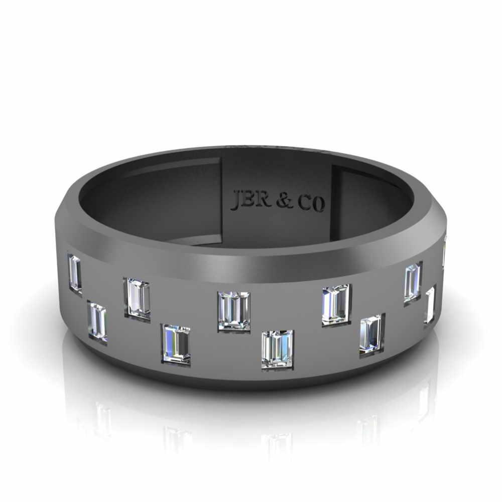 Zigzag Pattern Bezel Set Sterling Silver Men's Wedding Band - JBR Jeweler