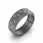 Zigzag Pattern Bezel Set Sterling Silver Men's Wedding Band - JBR Jeweler