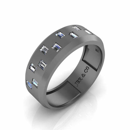 Zigzag Pattern Bezel Set Sterling Silver Men's Wedding Band - JBR Jeweler