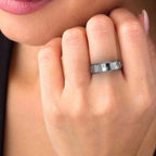 Zigzag Pattern Bezel Set Sterling Silver Men's Wedding Band - JBR Jeweler