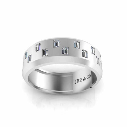 Zigzag Pattern Bezel Set Sterling Silver Men's Wedding Band - JBR Jeweler