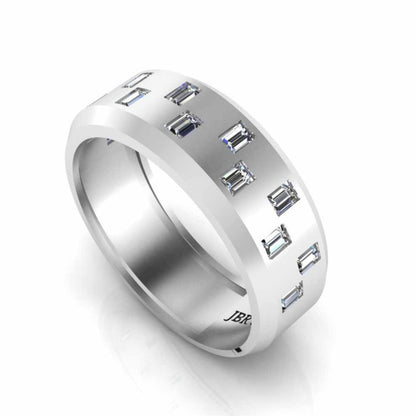 Zigzag Pattern Bezel Set Sterling Silver Men's Wedding Band - JBR Jeweler