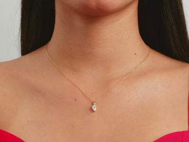 14k Gold Pear Shaped Moissanite Diamond Pendant Necklace