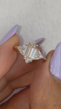 1.00Ct Hexagon Lab Diamond Engagement Ring With Matching Band Set