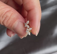 Butterfly Style Marquise/Round Cut Moissanite Stud Earring